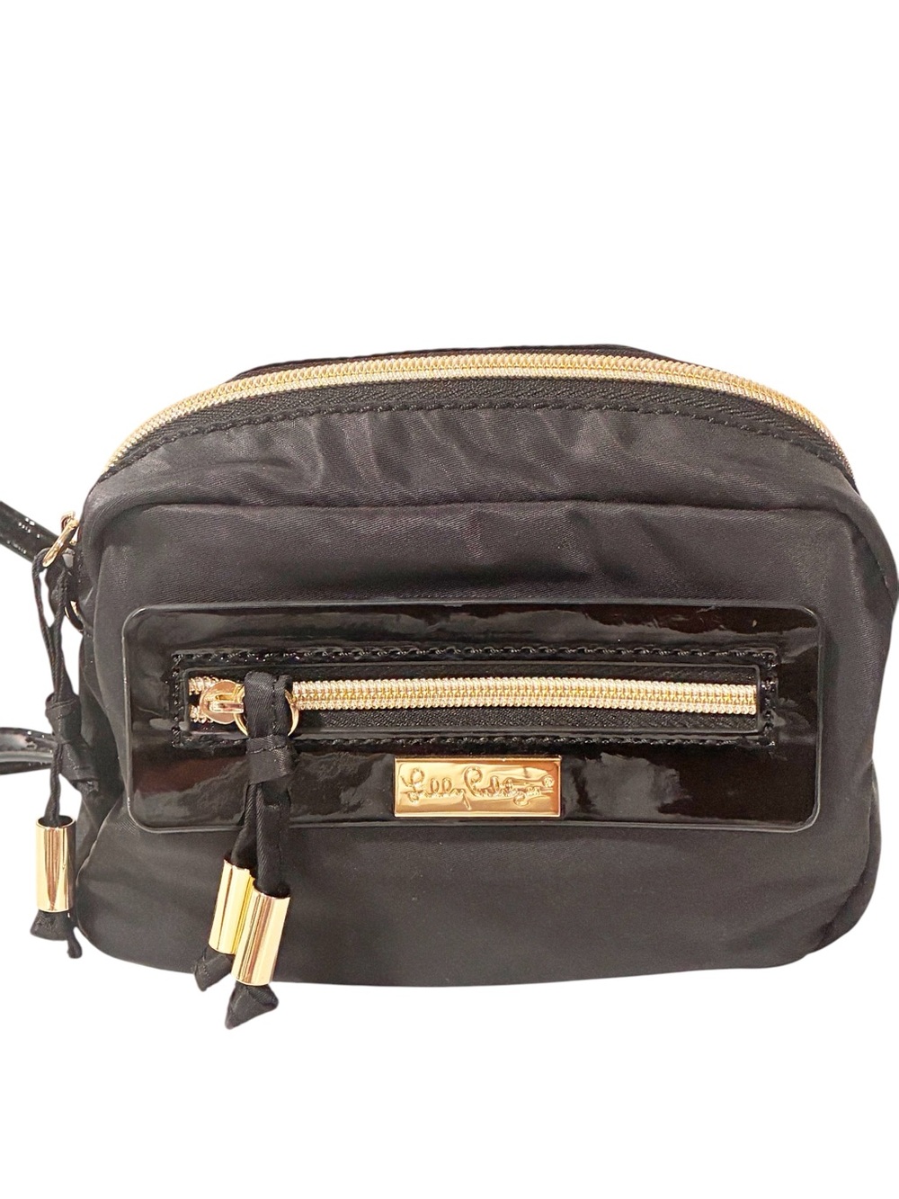 Lilly Pulitzer Liaden Crossbody with Gold Zipper Black Nylon‎